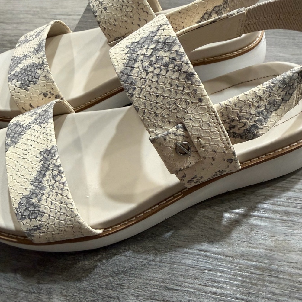 Cole Haan Zerogrand Double Band Cream and Gray Snake Print Sandals - Picture 8 of 14
